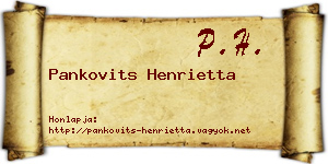 Pankovits Henrietta névjegykártya